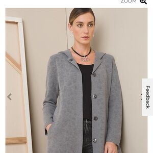 Chico’s Cardigan Coat Hoodie Button Up Gray Small